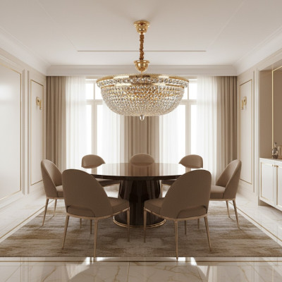 Ronde kristallen plafondlamp Luxe kroonluchter hanglamp Gouden kroonluchter