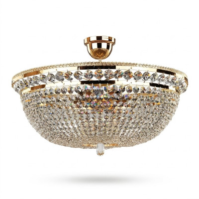 Ronde kristallen plafondlamp Luxe kroonluchter hanglamp Gouden kroonluchter