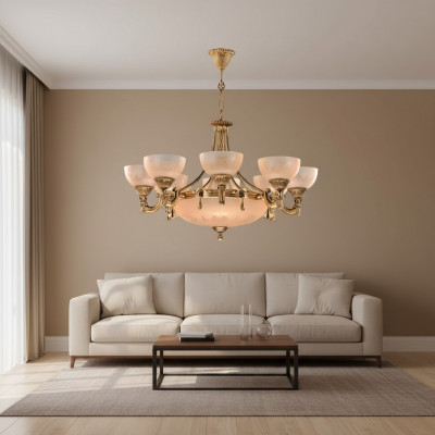 Luster plafondlamp plafondlamp lamp kroonluchter glas goud beige