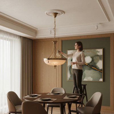 Kroonluchter plafondlamp luster plafondlamp lamp glas goud beige