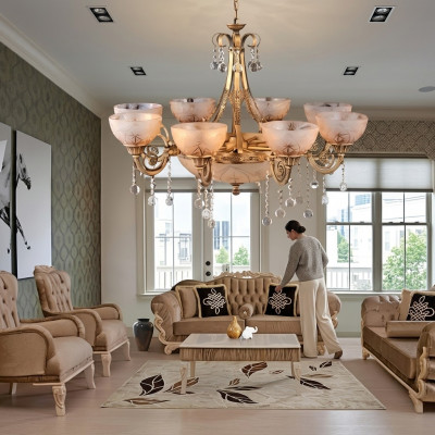 Kroonluchter Luxe Plafondlamp Kroonluchter Lamp Glas Goud