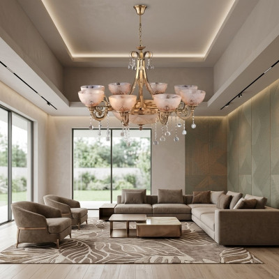 Kroonluchter Luxe Plafondlamp Kroonluchter Lamp Glas Goud