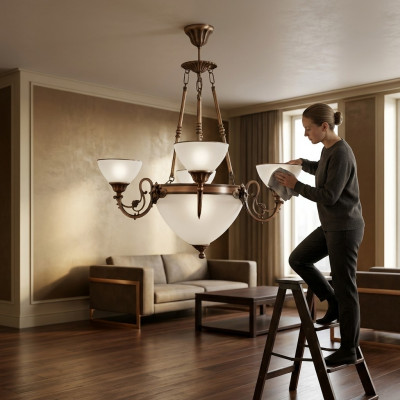 Plafondlamp Kroonluchter Kroonluchter Lamp Luchter Glas Kunst Wit