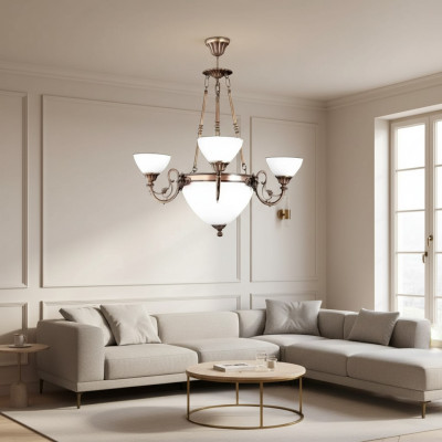 Plafondlamp Kroonluchter Kroonluchter Lamp Luchter Glas Kunst Wit