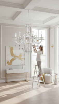 Luxe kroonluchter plafondlamp luster plafondlamp wit kristal