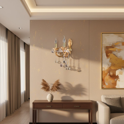 Wandlamp Wandlamp Wandlampen Type Kroonluchter Muur Lamp Goud Kristal