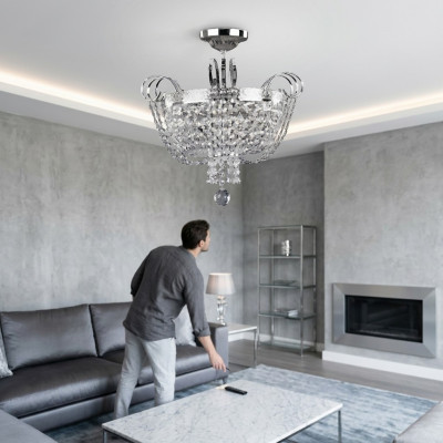Plafondlamp Kroonluchter Kristal Plafondlamp Lamp Kroonluchter Zilver