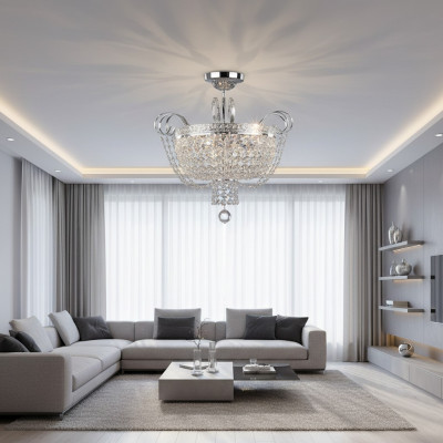 Plafondlamp Kroonluchter Kristal Plafondlamp Lamp Kroonluchter Zilver