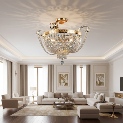 Plafondlamp Luxe Kroonluchter Plafondlamp Luster Goud Kristal