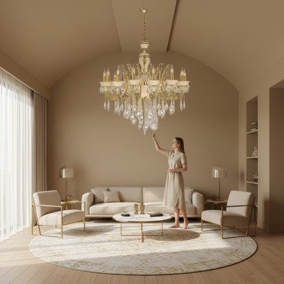 Plafondlamp Luxe kroonluchter Plafondlamp Kroonluchter Goud Kristallen Lamp