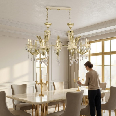 Lamp Plafondlamp Luxe Kandelaar Plafondlamp Kroonluchter Beige Kristal