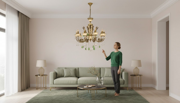 Luxe kroonluchter plafondlamp kroonluchter armatuur lamp bruin kristal 80cm