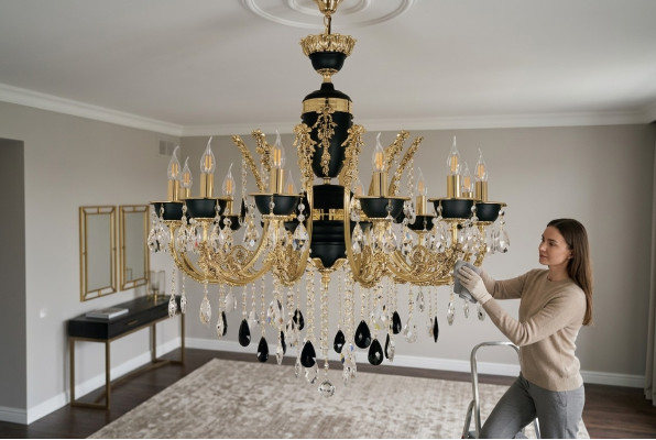 Lamp Kroonluchter Plafondverlichting Luxe Plafondlamp Kroonluchter Kristal Zwart