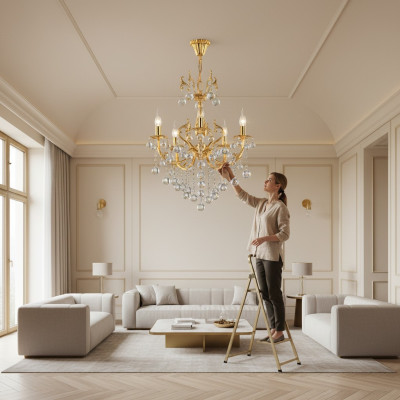 Kroonluchter Plafondlamp Luxe Plafondlamp Kroonluchter Goud Kristal.
