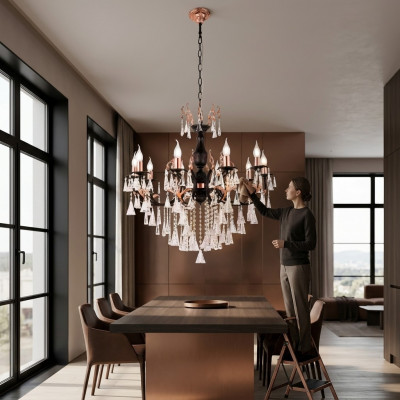 Luxe plafondlamp kroonluchter plafondlamp kroonluchter zwart kristal