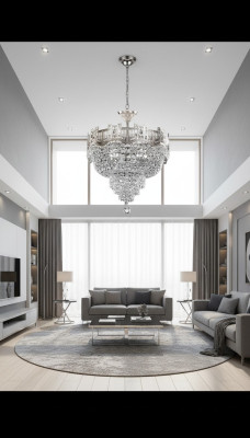 Plafondlamp Luxe Kronkelend Plafondlamp Kroonluchter Zilver Kristallen Lamp