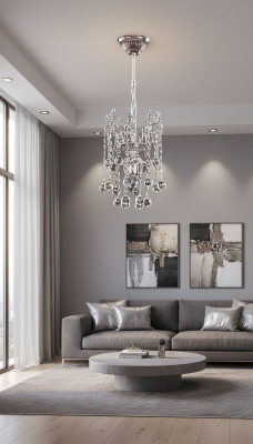 Plafondlamp Luxe Kandelaar Hanglamp Kroonluchter Zilver Kristal