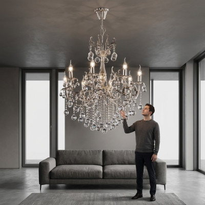 Hanglamp Luxe Zilver Kroonluchter Plafondlamp Lüster Kristallen Lamp