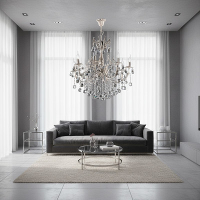 Hanglamp Luxe Zilver Kroonluchter Plafondlamp Lüster Kristallen Lamp