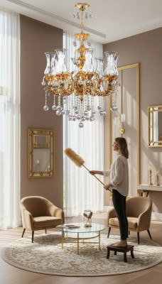 Luster Luxe Plafondlamp Gouden Kroonluchter Kristal Kunst