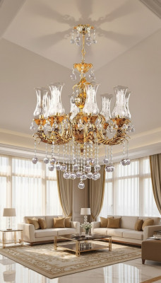 Luster Luxe Plafondlamp Gouden Kroonluchter Kristal Kunst
