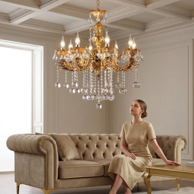 Plafondlamp Luster Luxe Plafondlamp Gouden Kroonluchter Kristallen Lamp