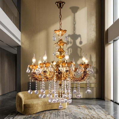 Plafondlamp Luster Luxe Plafondlamp Gouden Kroonluchter Kristallen Lamp