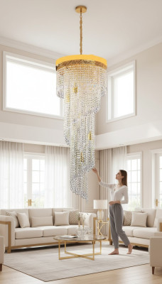 Kroonluchter plafondlamp luxe gouden plafondlamp kroonluchter kristal kunst