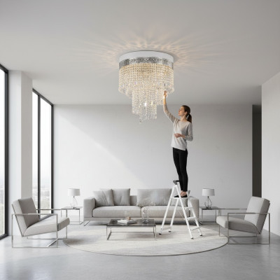 Luster plafondlamp Zilver Kroonluchter Plafondlamp Kristal 40x70 Lamp