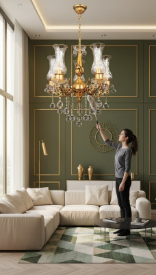 Plafondlamp Luxe Gouden Kroonluchter Plafondlamp Kandelaar Kristal Kunst