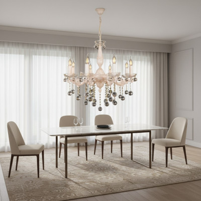 Luster Plafondlamp Kroonluchter Beige Kristallen Lamp