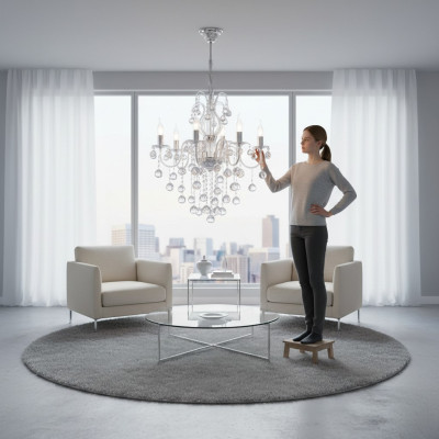 Zilveren plafondkroonluchter kroonluchter plafondlamp luchter kristallen lamp