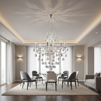 Zilveren plafondkroonluchter kroonluchter plafondlamp luchter kristallen lamp