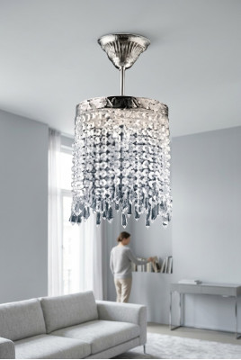 Luster Plafondlamp Kroonluchter Zilver Kristallen Lamp