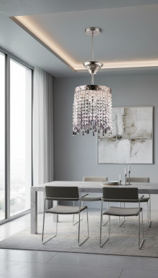 Luster Plafondlamp Kroonluchter Zilver Kristallen Lamp