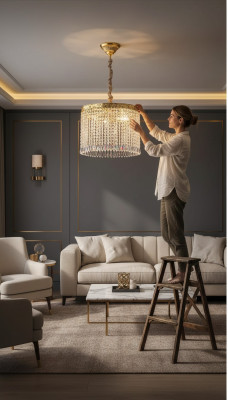 Plafondlamp Plafonnière Kroonluchter Goud Kroonluchter Kristallamp