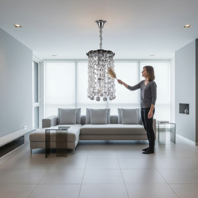 Kroonluchter Plafondverlichting Zilver Plafondlamp Luster Kristal Lamp