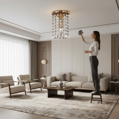 Luster plafondlamp kroonluchter gouden plafondlamp kristallen lamp