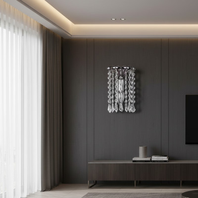 Plafondlamp Plafonnière Kroonluchter Zilver Kandelaar Kristallen Lamp