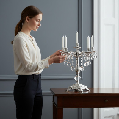Kaarsenhouder Kandelaar Kaarsenstandaard Kaarshouder Elegant Zilver Kunst