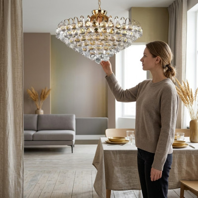 Plafondlamp Luxe Gouden Kroonluchter Plafonnière Kandelaar Kristal Art