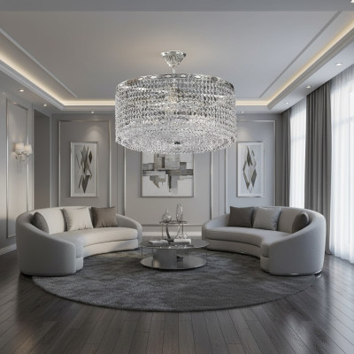 Ronde plafondlamp Hanglamp Luxe Zilver Kroonluchter Kroonluchter Kristal