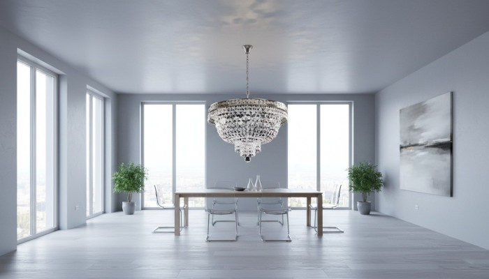 Ronde plafondlamp Kristallen plafondlamp Luxe zilveren kroonluchter Luchter