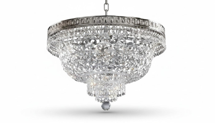 Ronde plafondlamp Kristallen plafondlamp Luxe zilveren kroonluchter Luchter