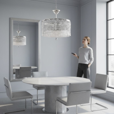 Ronde plafondlamp Kristal plafondlamp Luxe Zilver Kandelaar Kroonluchter