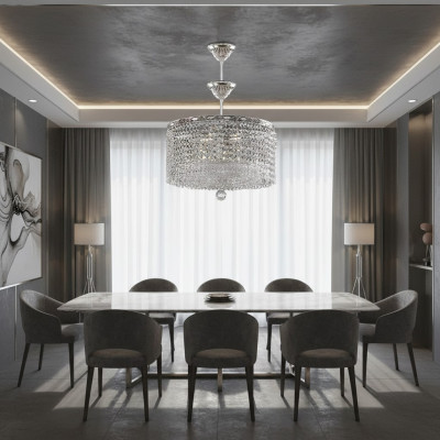 Ronde plafondlamp Kristal plafondlamp Luxe Zilver Kandelaar Kroonluchter