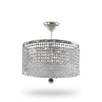 Ronde plafondlamp Kristal plafondlamp Luxe Zilver Kandelaar Kroonluchter