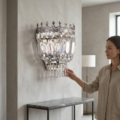 Wandlampen Wandlamp Wandlamp Kroonluchter Wandlampen Kristal Zilver