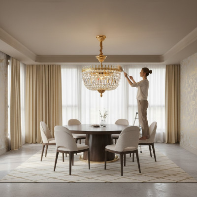 Kroonluchter plafondlamp luxe goud plafondlamp luchter kristal kunst.