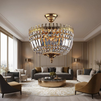Kroonluchter plafondlamp luxe goud plafondlamp luchter kristal kunst.